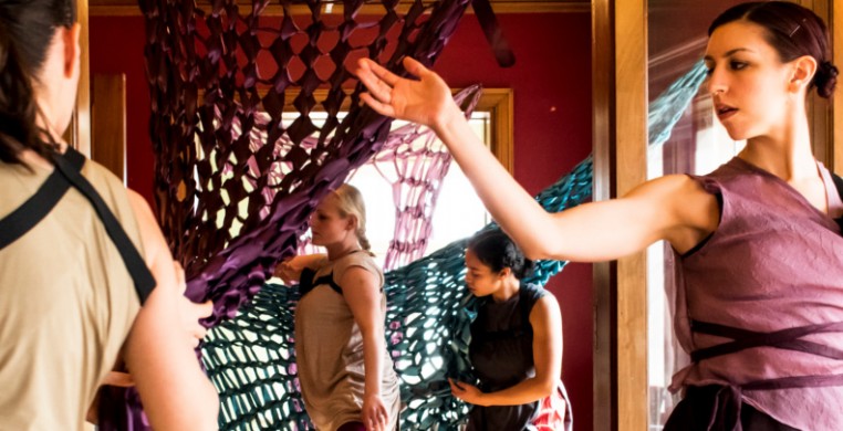 Synapse Arts dancers in the historic Gunder House - photo by Matthew Gregory Hollis
