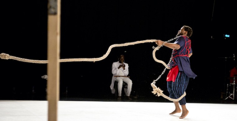 Qudus Onikeku performing in "Spirit Child." Photo by Marie Koehler