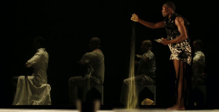 Gregory Maqoma (foreground) in his work "Exit/Exist," presented as part of the 2020 JOMBA! Contemporary Dance Experience. Photo courtesy of the artist