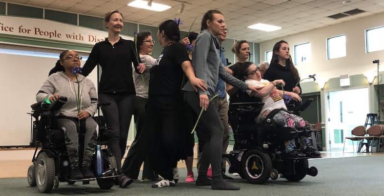 Participants of the Chicago Inclusive Dance Festival in a movement workshop. This year, the festival will take place entirely over Zoom. (photo courtesy Maggie Bridger)