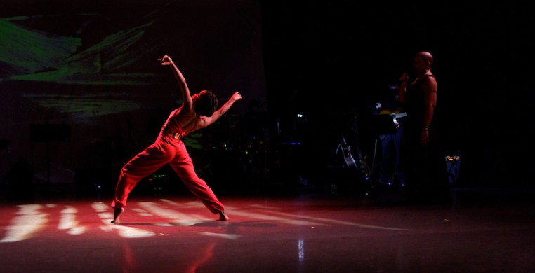 CRDT Dancer Simone Stevens (foreground) and vocalist Margaret Murphy-Webb performing "Culture Loop," by choreographer Monique Haley. Photo credit: Fernando Rodriguez Photography.