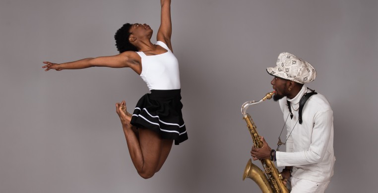 Kim Davis and Isaiah Collier in SCDT's "Memoirs of Jazz in the Alley"; Photo by Michelle Reid