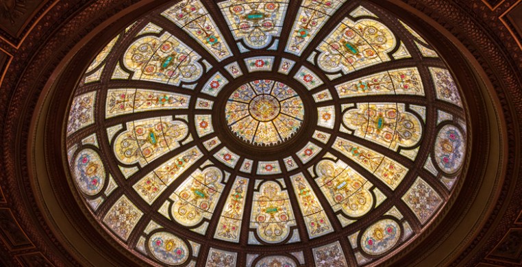 Tiffany Dome in the Grand Army of the Republic (G.A.R.) Hall at the Chicago Cultural Center