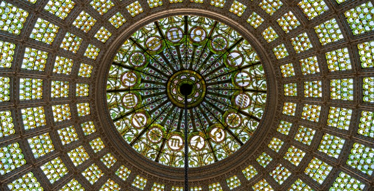 Tiffany Dome in Preston Bradley Hall at the Chicago Cultural Center