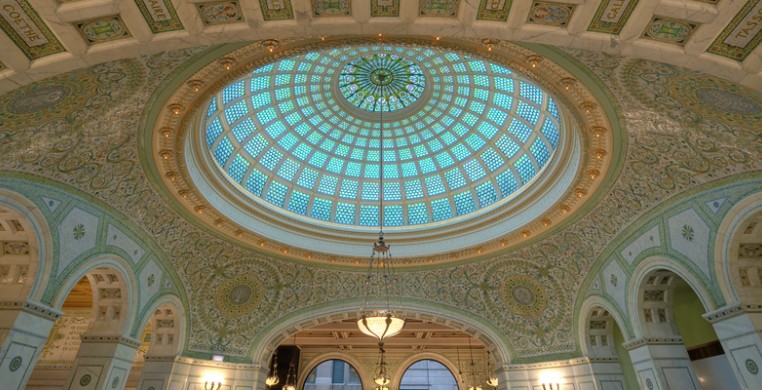 Tiffany Dome in Preston Bradley Hall at the Chicago Cultural Center