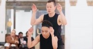 Joseph Kim and Kia Smith in a presentation of their cross-cultural collaboration. Kim and two additional dancers participate in a residency during next week's South Chicago Dance Festival. Photo by Quinton Arthur