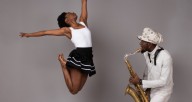 Kim Davis and Isaiah Collier in SCDT's "Memoirs of Jazz in the Alley"; Photo by Michelle Reid